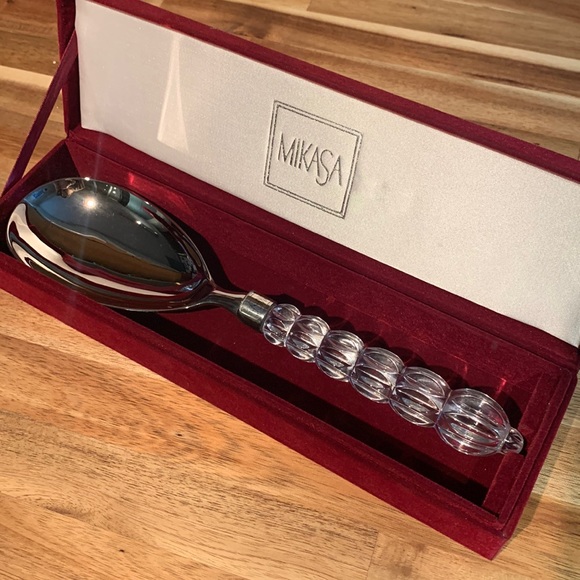 MIKASA - Vintage Rousseau Sliver Plated Serving Spoon with Crystal Handle - Picture 1 of 6